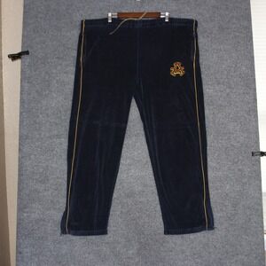 Akademiks Stadium Division Mens Navy Blue Velour Track Pants Stripe Logo Size XL